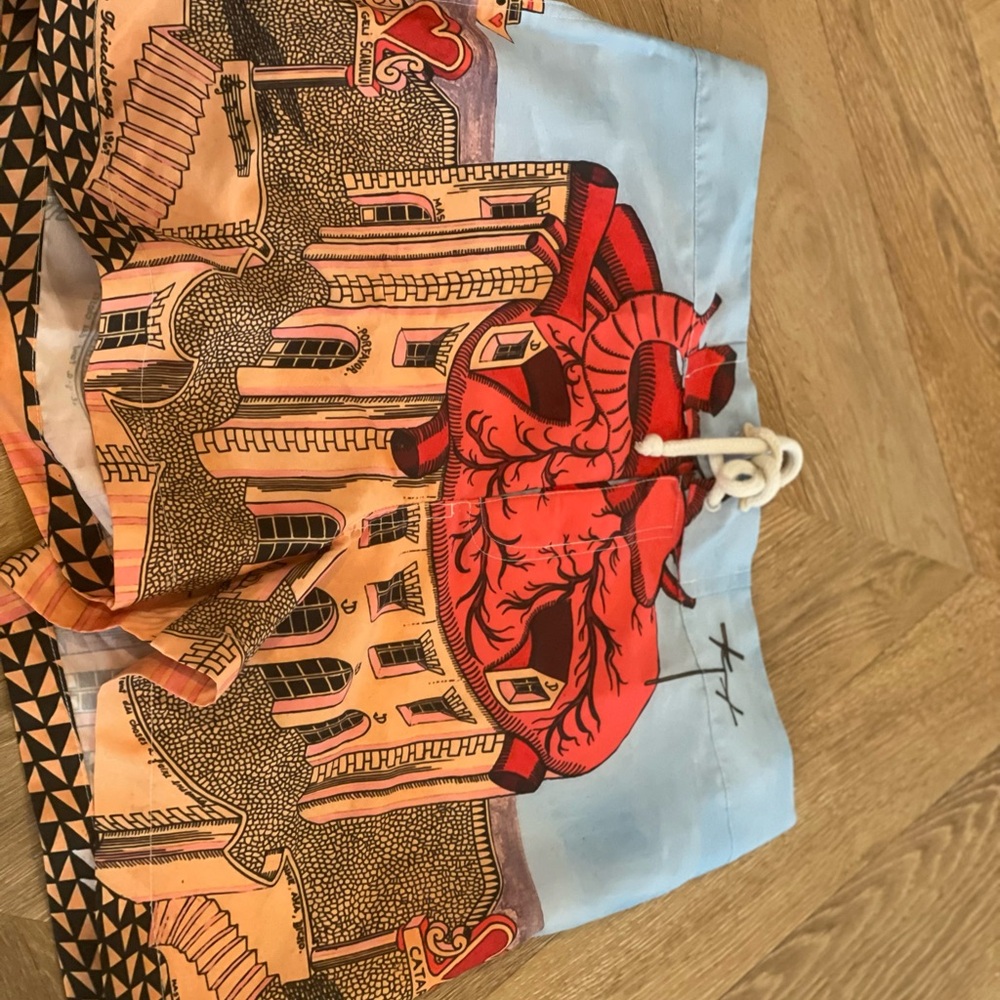 Echo Red and Blue Graphic Swim Shorts